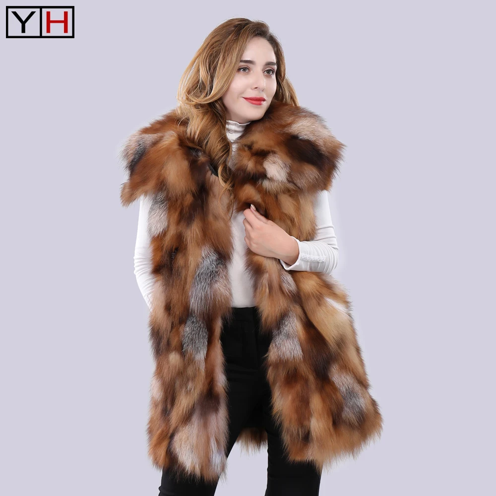 Новые поступления женская футболка с принтом Подлинная Red Fox меховой жилет Зимняя