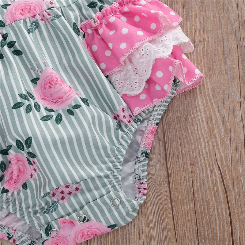 

3-18M Newborn Infant Baby Girl Flower Lace Romper Ruffles Jumpsuit Summer Sleeveless Baby Clothes Costumes