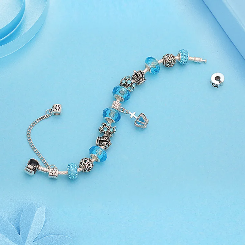 Attrtto серебряный крест и браслеты с короной Браслеты Шарм для женщин браслет
