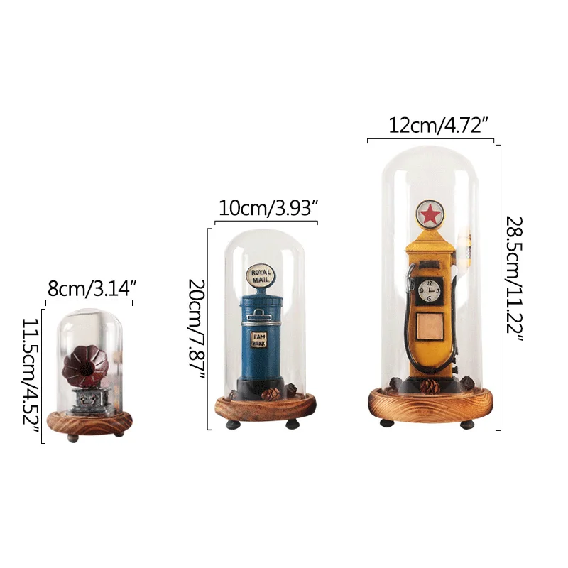 Винтажный граммофон почтовый ящик с Стекло Миниатюрная модель для дома