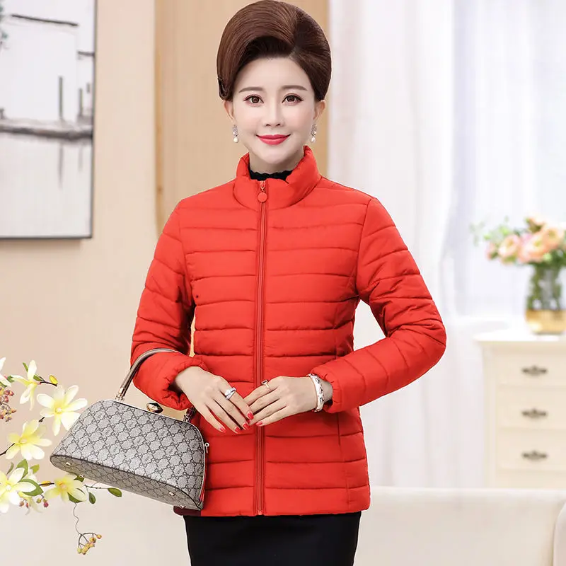 

2020 new middle aged mother's light down cotton padded jacket middle aged and old winter cotton padded jacket women's short