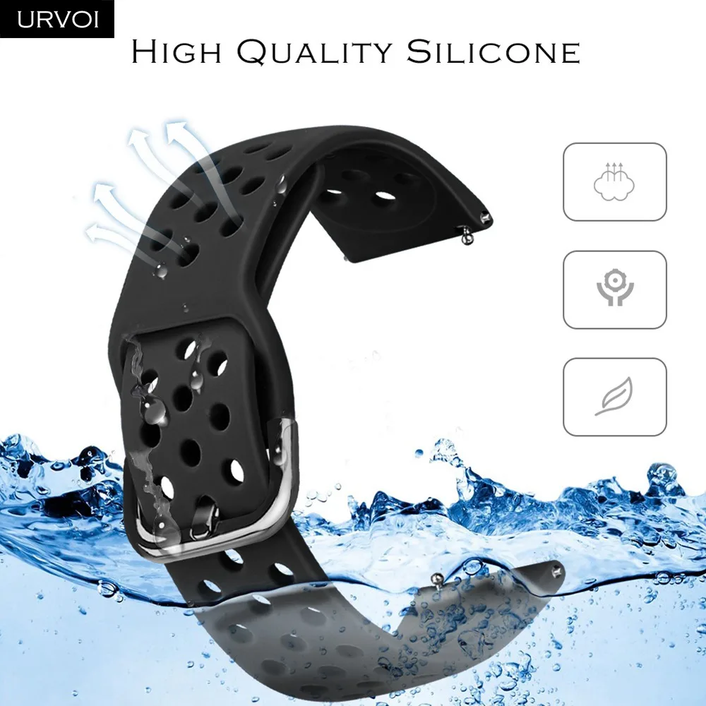 URVOI силиконовой лентой для Galaxy Watch Active/42/46 мм шестерни ремешок для спортивных часов для HUAWEI GT быстроразъемные контакты мягкий сменный 20/22 мм