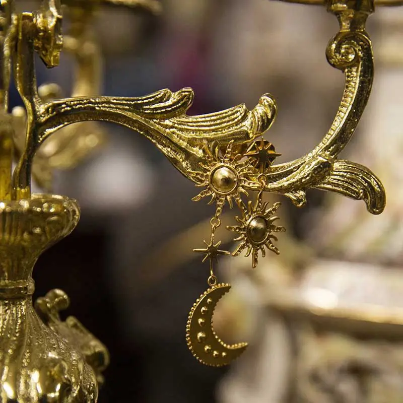 Золотая Луна Звезда шпилька сглаза шарм кулон Висячие серьги женские модные