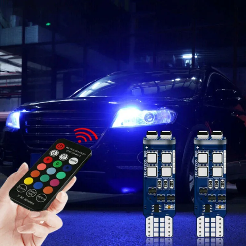

168 194 T10 Multi-color Bulbs Accessories Colorful LED RGB W/RF Remote Control