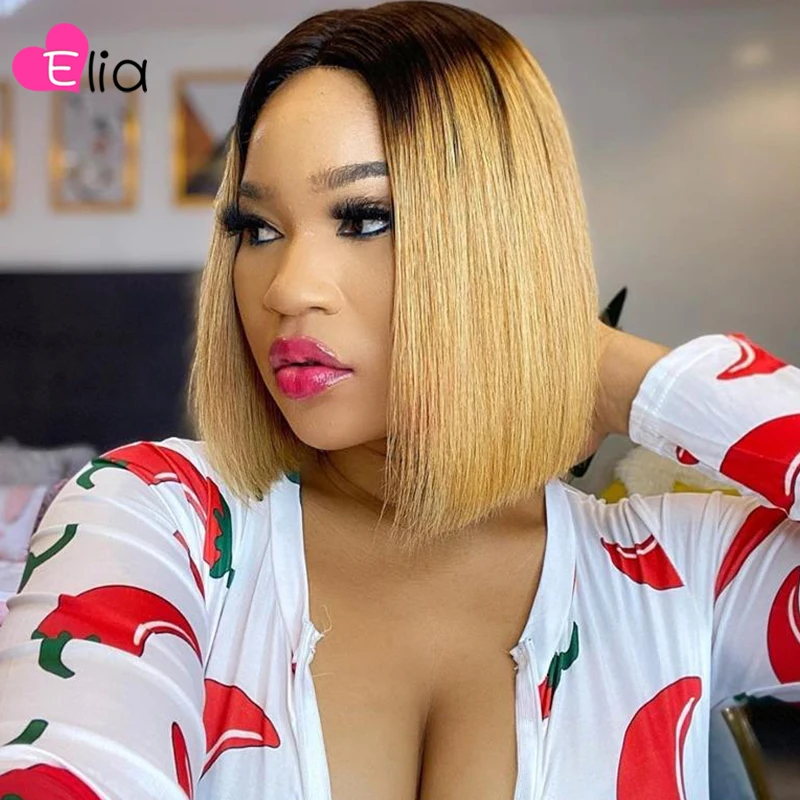 Светлые цветные человеческие волосы на кружевной основе парик с короткими