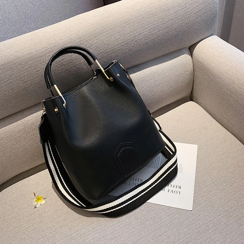 Одноцветные большие сумки ведро из искусственной кожи для женщин 2020 брендовые