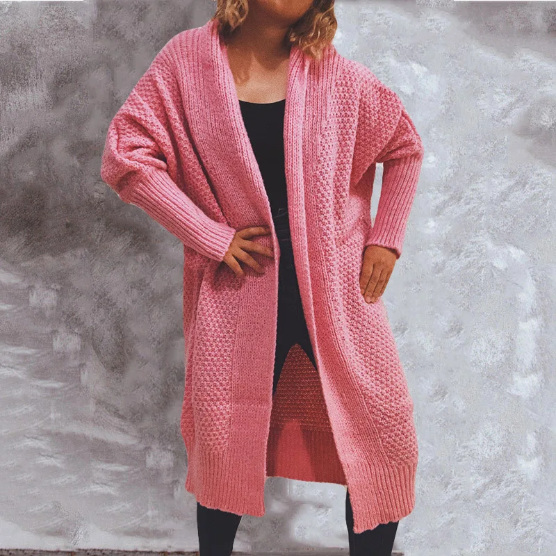 

Casual Long Knitted Cardigan Women Tops Mujer Vintage Loose Sweater Coat Solid Oversized Jumper Korean Fashion Clothes