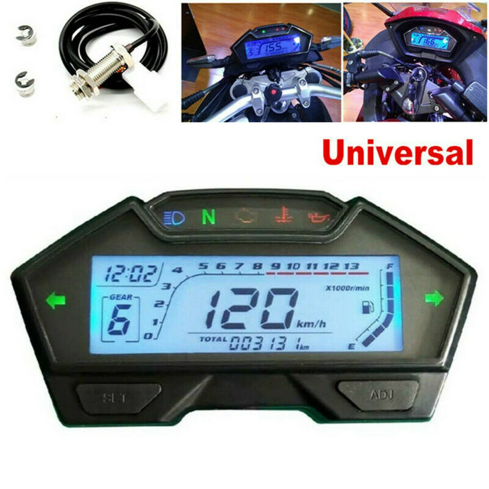 

N1-6 gear speed oil volume water temperature engine oil display Motorcycle naked car modified LCD instrument speed adjustable
