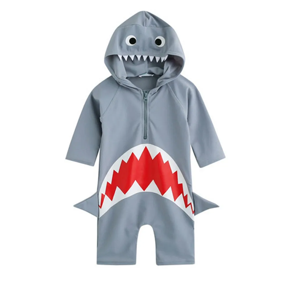 

Children's 3/4-sleeve cartoon swimsuit Children's cartoon animal print swimsuit hooded beach one piece swimsuit X*