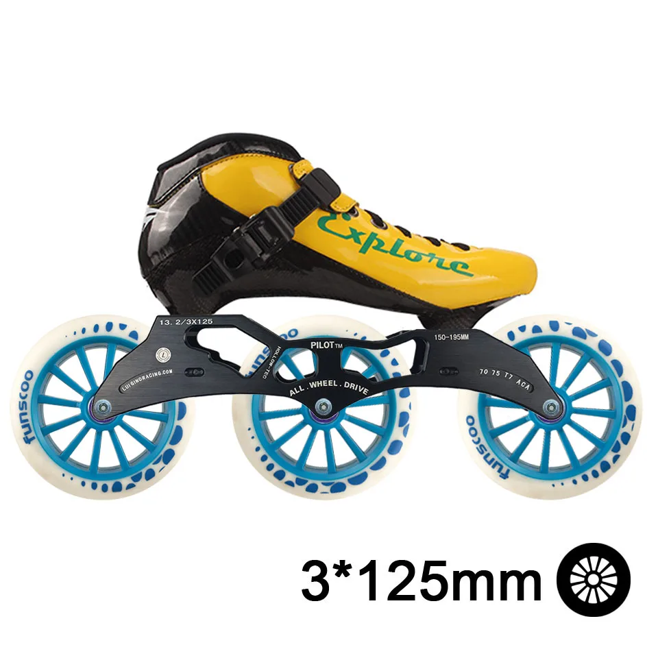 Yellow White ISPORTS скоростные роликовые коньки из углеродного волокна для соревнований 3*125 мм или 4*100/110 мм уличные гоночные коньки Patines роликовые коньки SH56 - Цвет: Yellow White