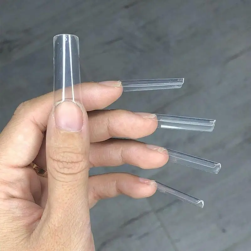 

Transparent Fake Nails C Curve Length Tips Extra Long Curved Half Cover High Curvature Hose Acrylic Nails