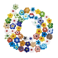 5 strands handmade millefiori glass bead flower shape loose spacer beads mixed color for diy jewelry making findings