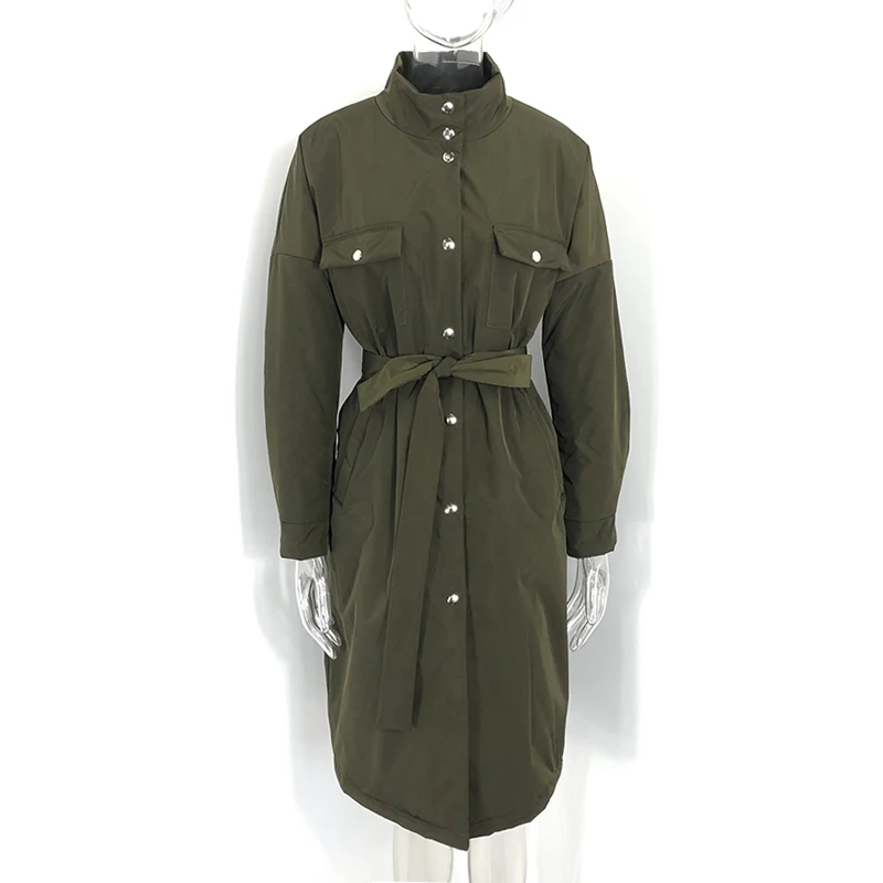 ZOEPO передними карманами парки для женщин со стоячим воротником модные LongCoat