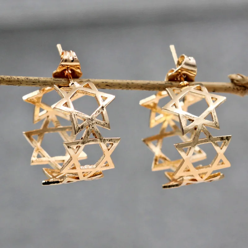 Женские богемные серьги радужной расцветки серьги-кольца золотого цвета в форме