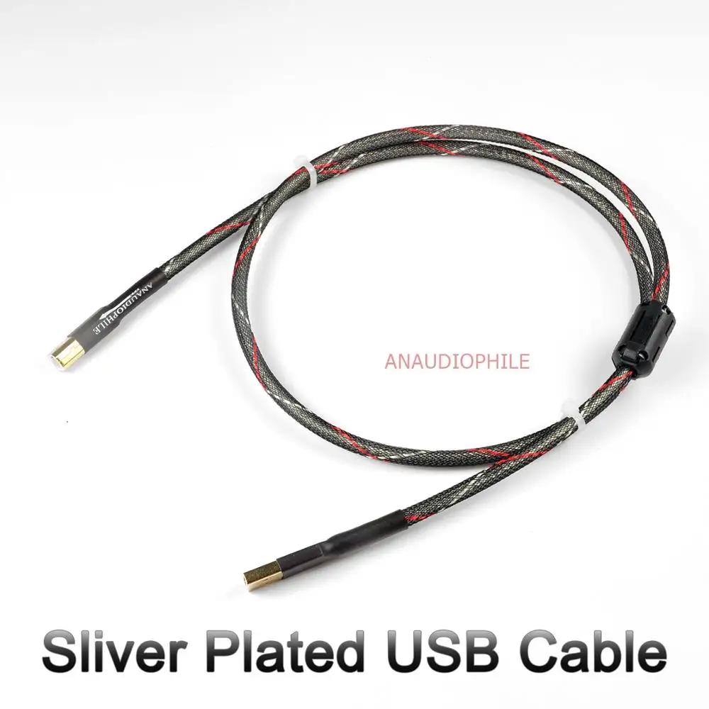 Посеребренный Hi Fi USB кабель от A до B для 5N DAC ПК ноутбука качественный