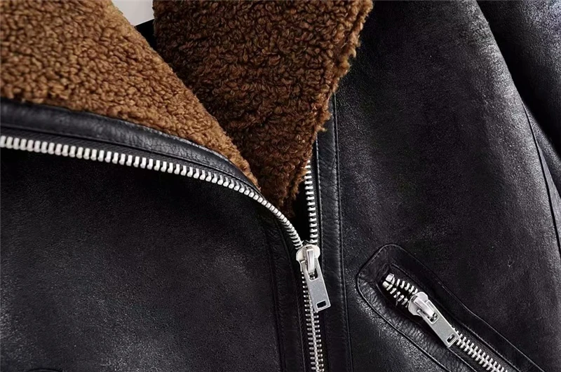 LUNDUNSHIJIA 2019 теплая плюс Тедди бархатная женская зимняя мотоциклетная куртка