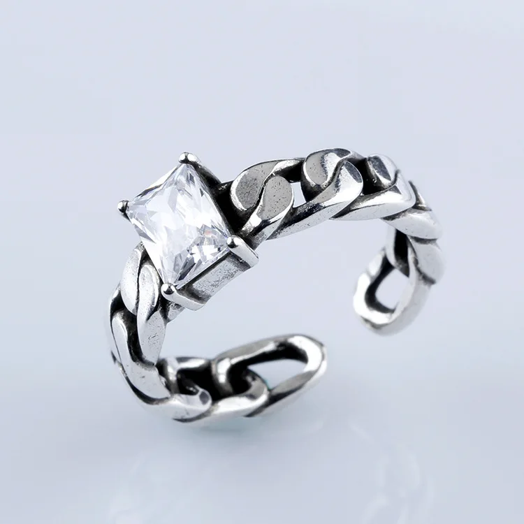 925 пробы серебро простой циркон цепочка замок Открытие Кольца тайский серебряный