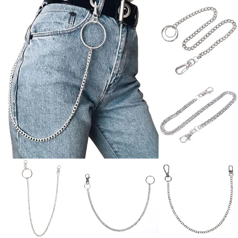 Металлическая цепочка для бумажника, 1 шт., 38 см, в стиле рок-панк, на брюки, брюки-хипстер, серебряное кольцо, зажим, брелок, мужские украшения ...