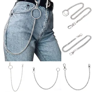 Металлическая цепочка для бумажника, 1 шт., 38 см, в стиле рок-панк, на брюки, брюки-хипстер, серебряное кольцо, зажим, брелок, мужские украшения в стиле хип-хоп