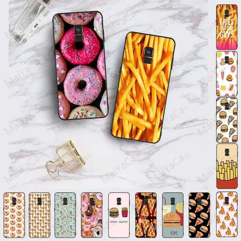 Картофель фри пончики пицца Smart Cover Черная мягкая крышка чехол для телефона samsung