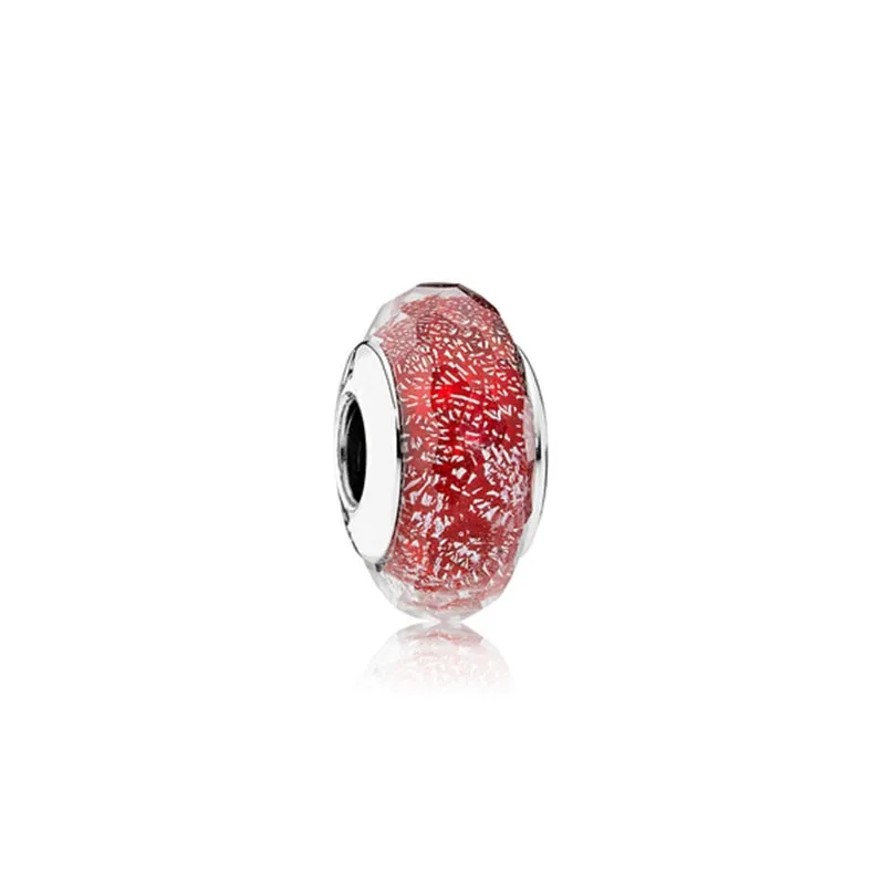 

925 Sterling Silver Pan Beads Heart Shaped Red And Pink Cat's Eye Glass Beads For Women's Fashion Diy Jewelry