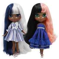 icy dbs blyth doll 16 bjd 30cm joint body dark skin glossy face with color hair for girl gift toy