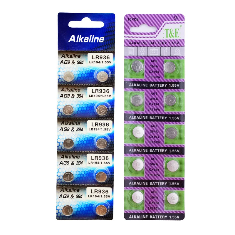 Новинка 100 шт = 10 карт AG9 1 55 в батарея монетного типа для часов 394 L936 LR45 194