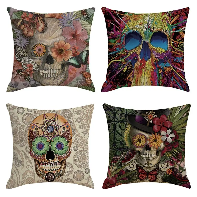 Хэллоуин уникальный скелет головы рисунок на наволочке бытовой диван наволочки
