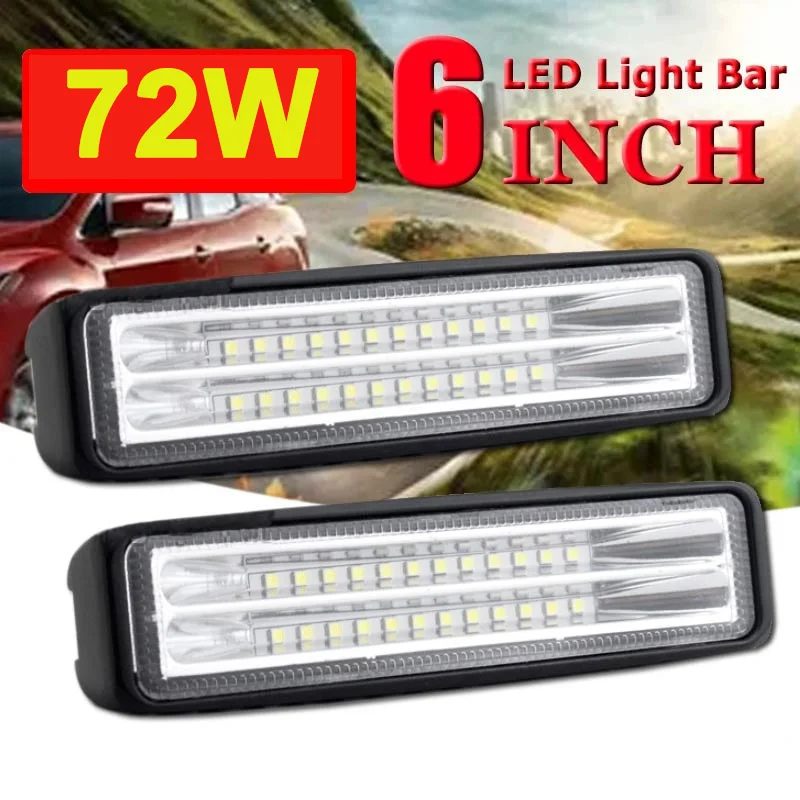 Рабочий светильник Led Bar Offroad 12V 72W 6 дюймовый Автомобильный для ATV SUV трактор
