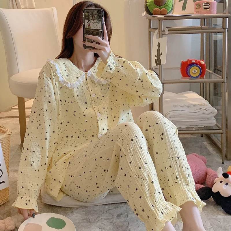 Пижамный комплект для беременных хлопковый кардиган послеродовой матери + брюки