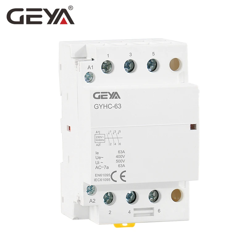 GEYA GYHC 3 фаза контактор переменного тока 220V P 40A 63A 3NO Din Rail AC для дома модульный