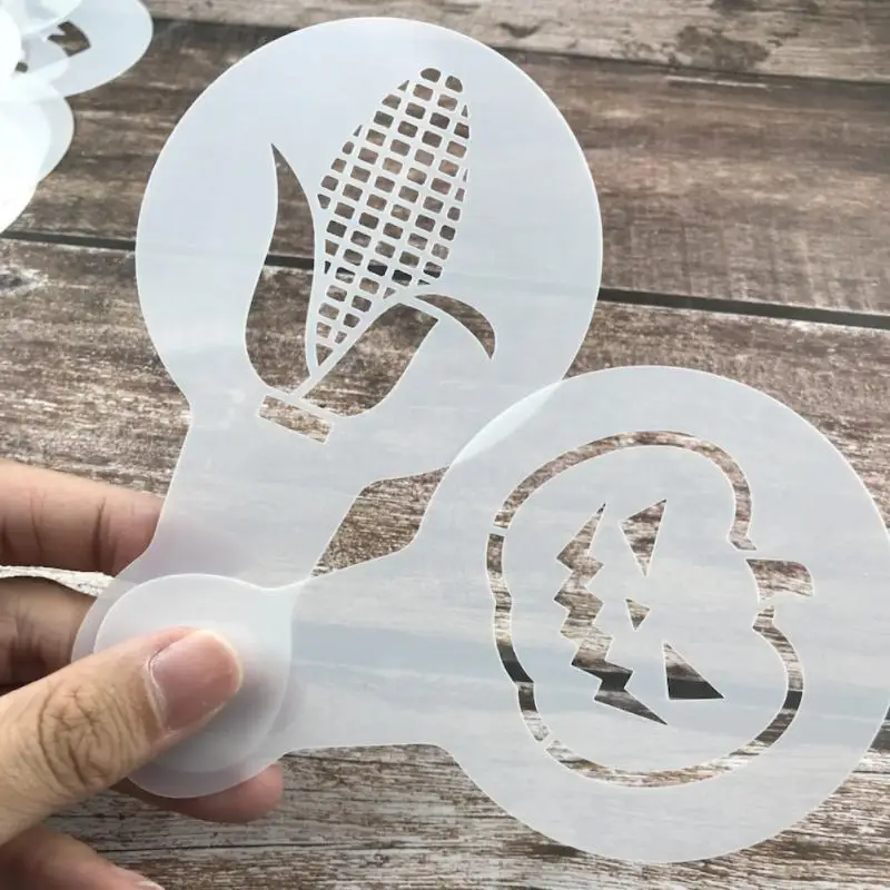 25 Coffee Stencils Fancy Powdered Sieve Printing Model Foam Spray Drawing Cappuccino Mold Thanksgiving Christmas | Дом и сад