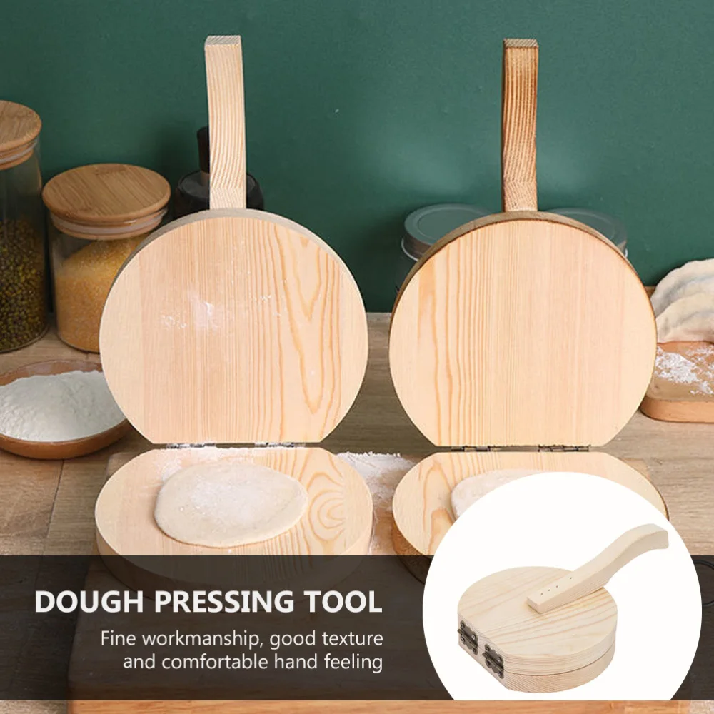 

1pc Wood Dumpling Pressing Tool Dough Presser Dumpling Wrappers Presser (Khaki)