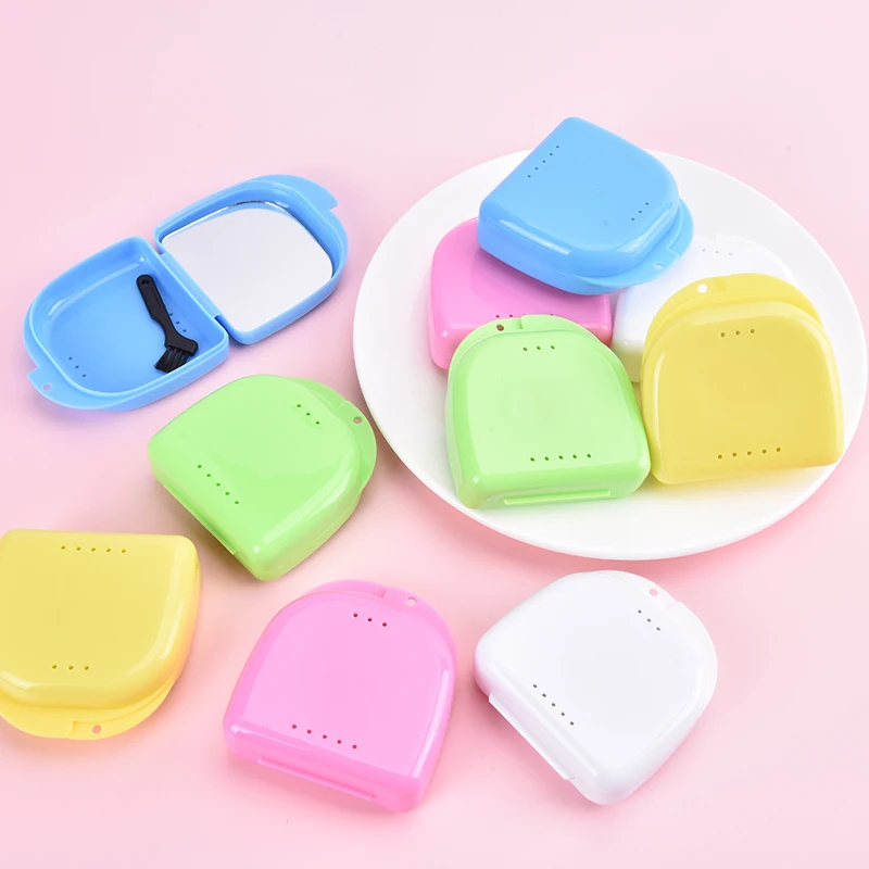 

Fake Teeth Orthodontic Case Dental Retainer Mouth Guard Denture Storage Box used to contains the false teeth