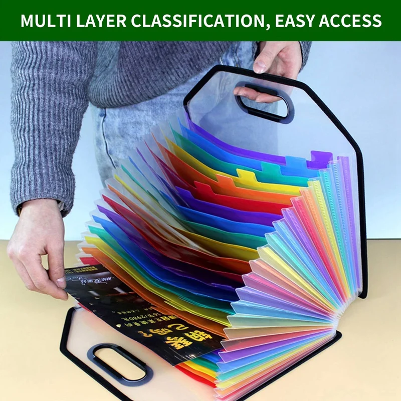 

Expanding File Folder Document Organizer with Handle,Portable A4 Letter Size File Folders for Business,School or Home