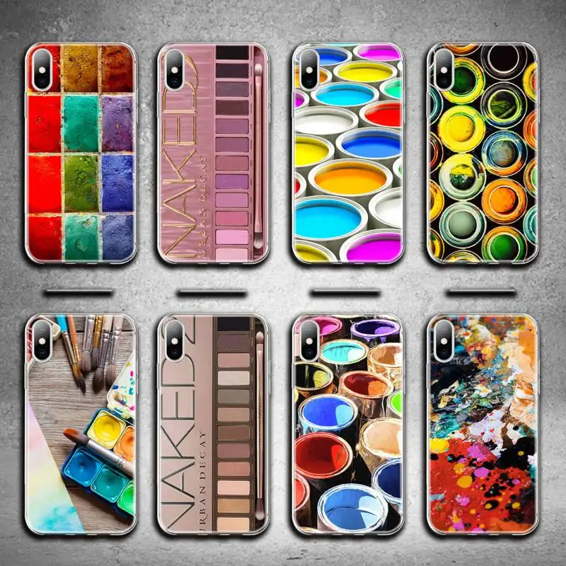 

Colorful Watercolors Set Palette Makeup Phone Case for iphone 12 pro max mini 11 pro XS MAX 8 7 6 6S Plus X 5S SE 2020 XR cover
