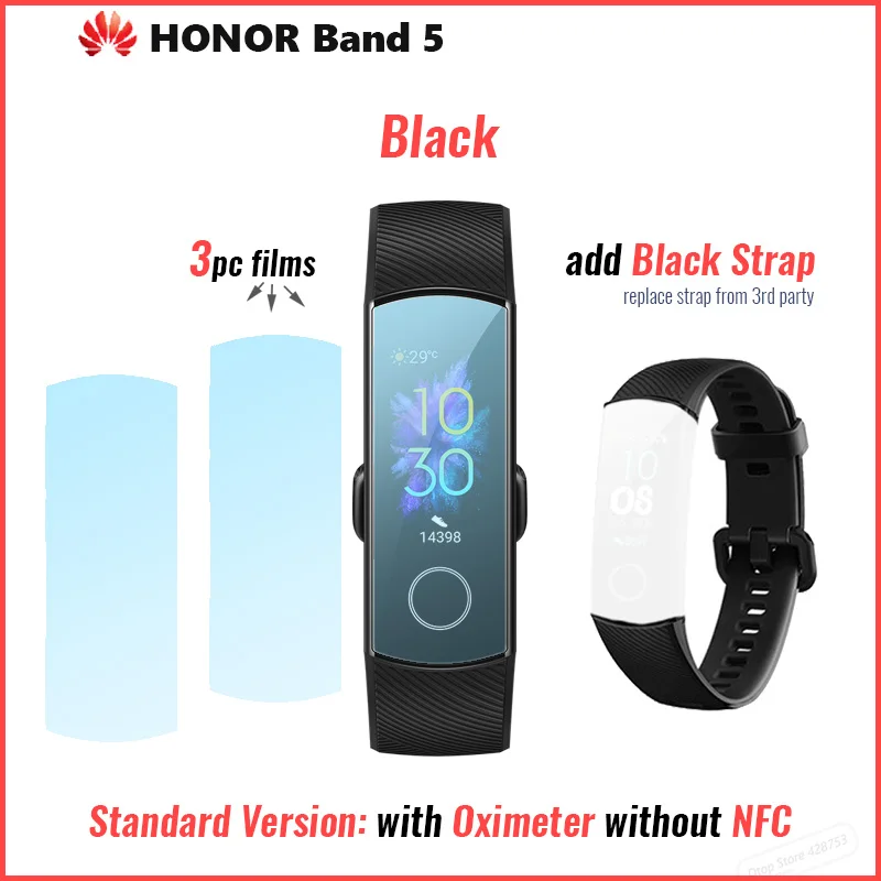 Band 5 black n black Смарт-браслет huawei Honor Band 4 Amoled, цветной сенсорный экран 0,95 дюйма, для плавания, для обнаружения пульса и сна - Цвет: Band 5 black n black