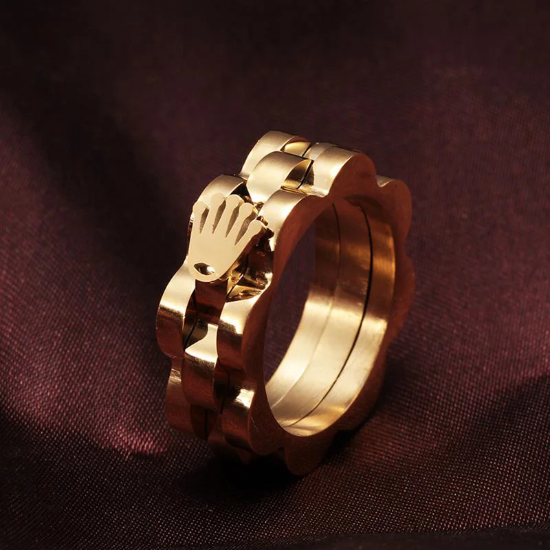 Позолоченные очаровательные кольца с короной для мужчин и женщин модные на палец - Фото №1