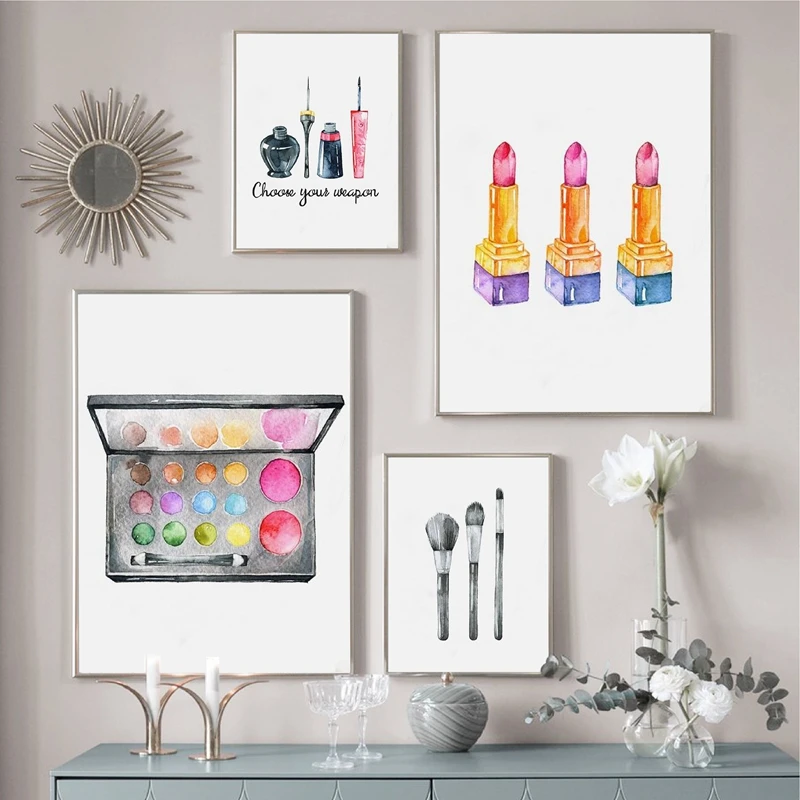 Макияж Wall Art кисточка для декора губная помада Арт холст картины Красота салон Make
