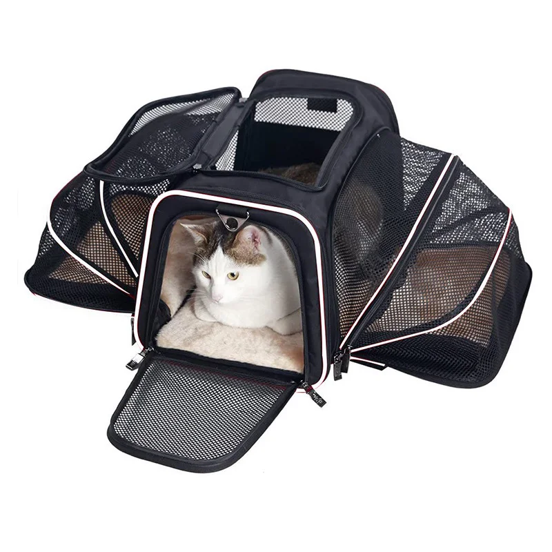 

Складной рюкзак для домашних животных, складная мягкая сумка для собак, с 5 дверцами, с отражающей лентой, дорожная сумка для питомцев, уличн...
