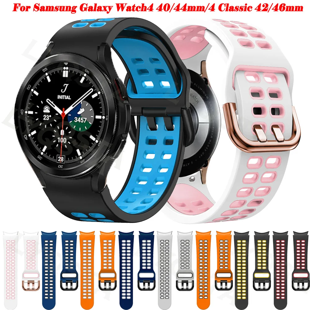 

20mm Silicone Sport Strap For Samsung Galaxy Watch 4 Classic 42mm 46mm Bracelet Wrist Band For Galaxy Watch4 40mm 44mm Correa