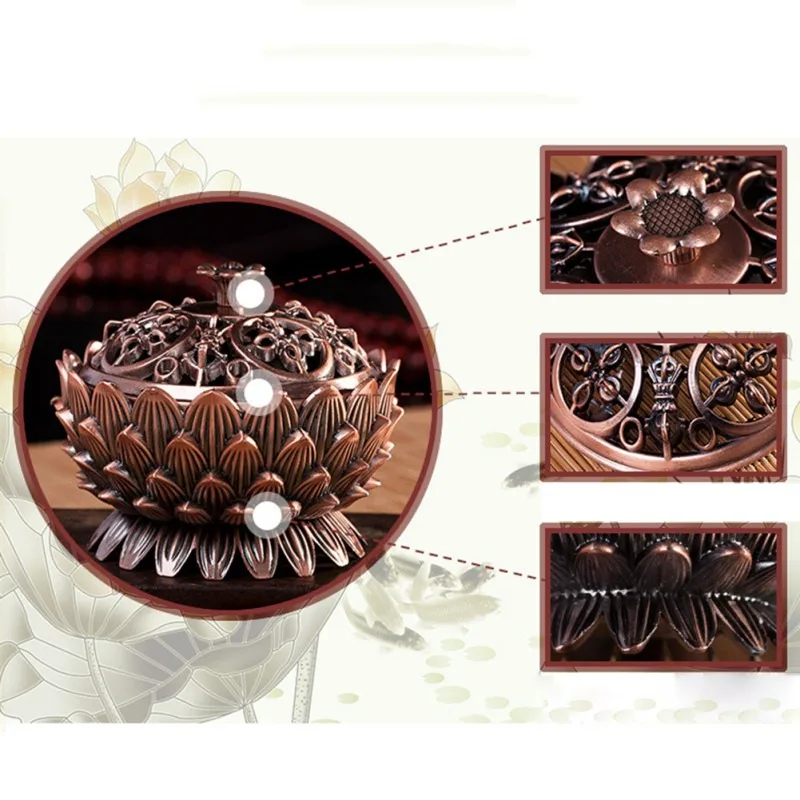 1 в форме лотоса Цинковый-медный сплав ароматическая горелка декоративная для