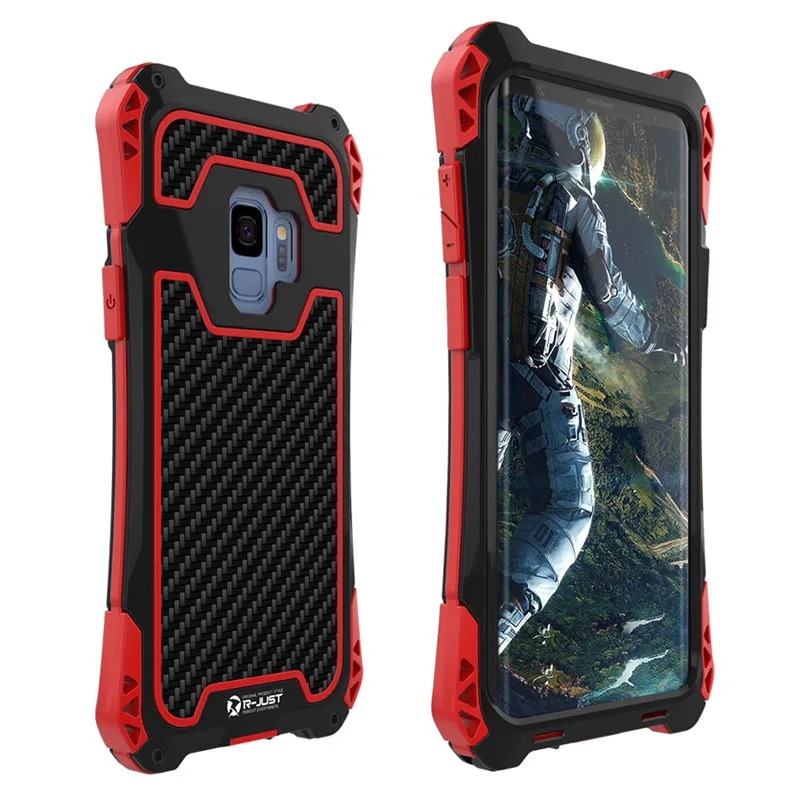 black red Для samsung Galaxy S10 Plus 5G чехол противоударный металлический алюминиевый каркас брендовая Жесткая Броня чехол для телефона для samsung S9 Plus S10 чехол - Цвет: black red