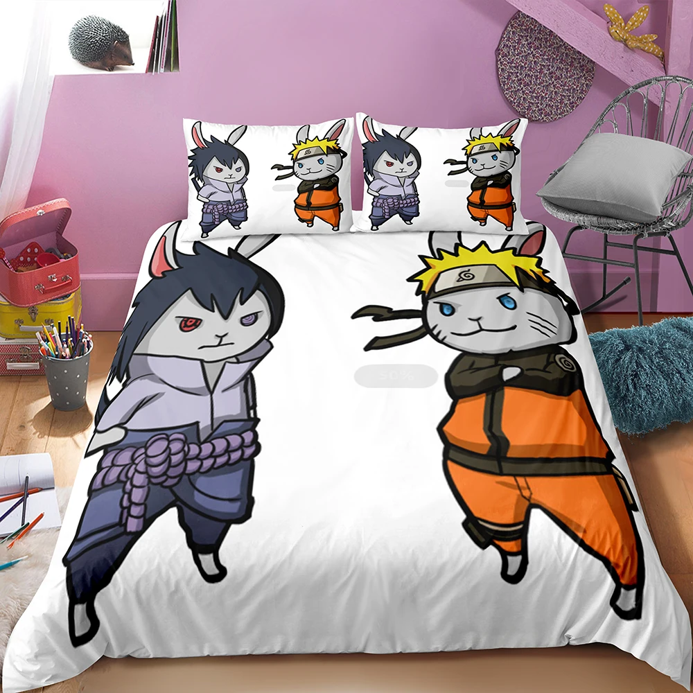 Комикс Наруто постельные принадлежности для спальни Декор Белый Черный земли
