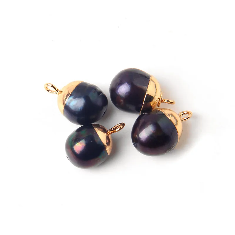 

Freshwater Black Pearl Ball Charms Natural Pearl Pendant Charms For Handmade Jewelry Making DIY Necklace Earrings Accessories