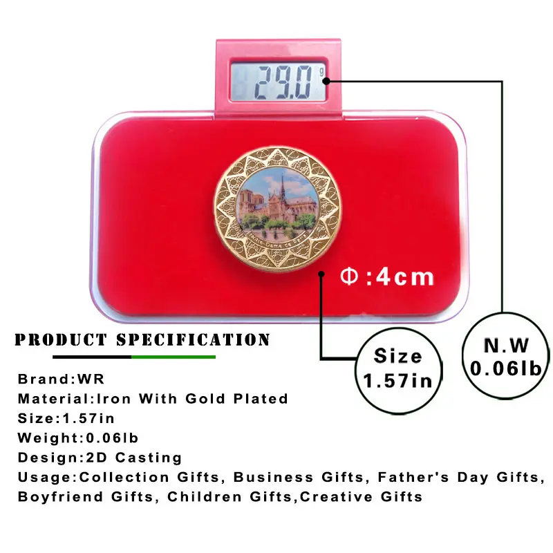 Франция Нотр-Дам де Пари золотые коллекционные монеты с монетницей вызов