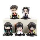 6 шт.компл. 7 см фигурки аниме рассекающий демонов Kimetsu No Yaiba, Q Posket Kamado Tanjirou Kamado Nezuko Agatsuma, игрушки, антистресс