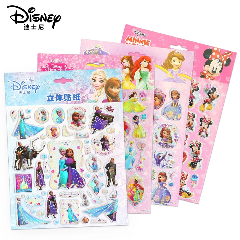 Мультяшные Диснеевские принцессы замороженные Микки Минни стикеры с пузырьками