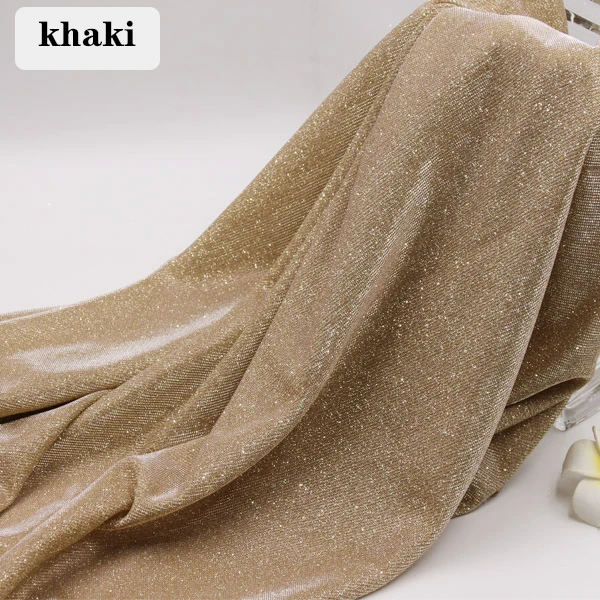 khaki 140 X 100CM Gradient Dancing Stage Sequin Glitter Fabric African Tissus Patchwork Tulle Weddings Party Decoration Fabrics - Color: khaki