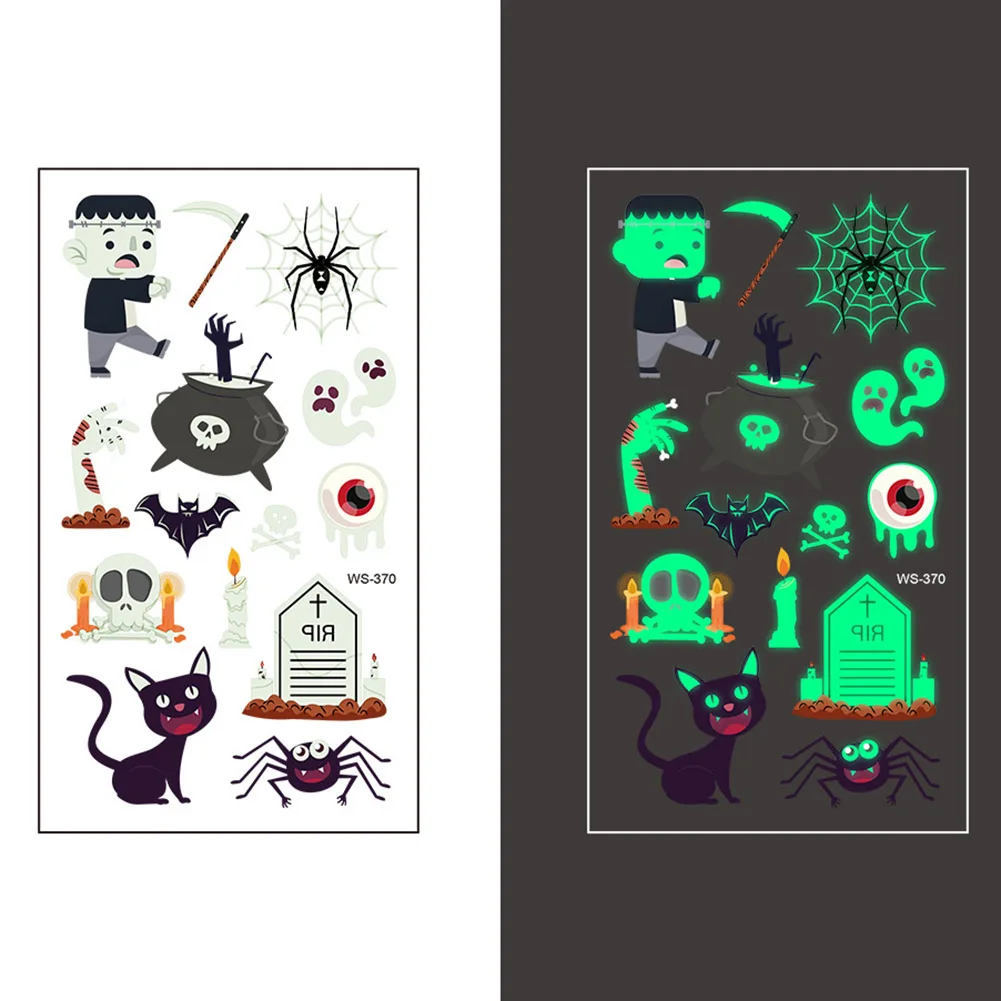 

1 шт. светящиеся наклейки для тату на Хэллоуин для детей водостойкая тату для тела Временные татуировки